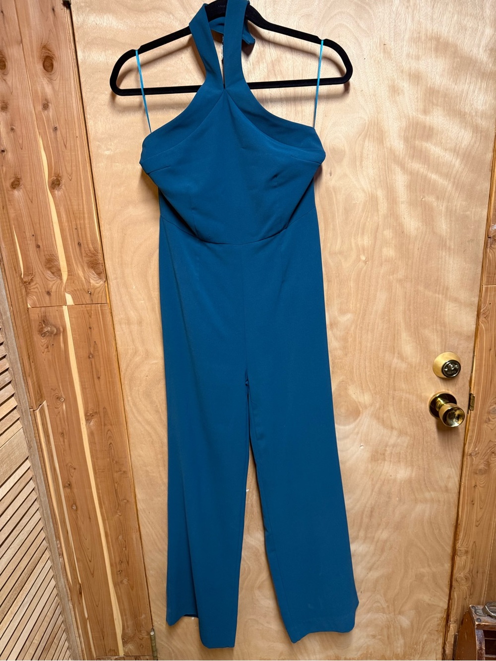 Superdown Teal Halter Wide-Leg Jumpsuit